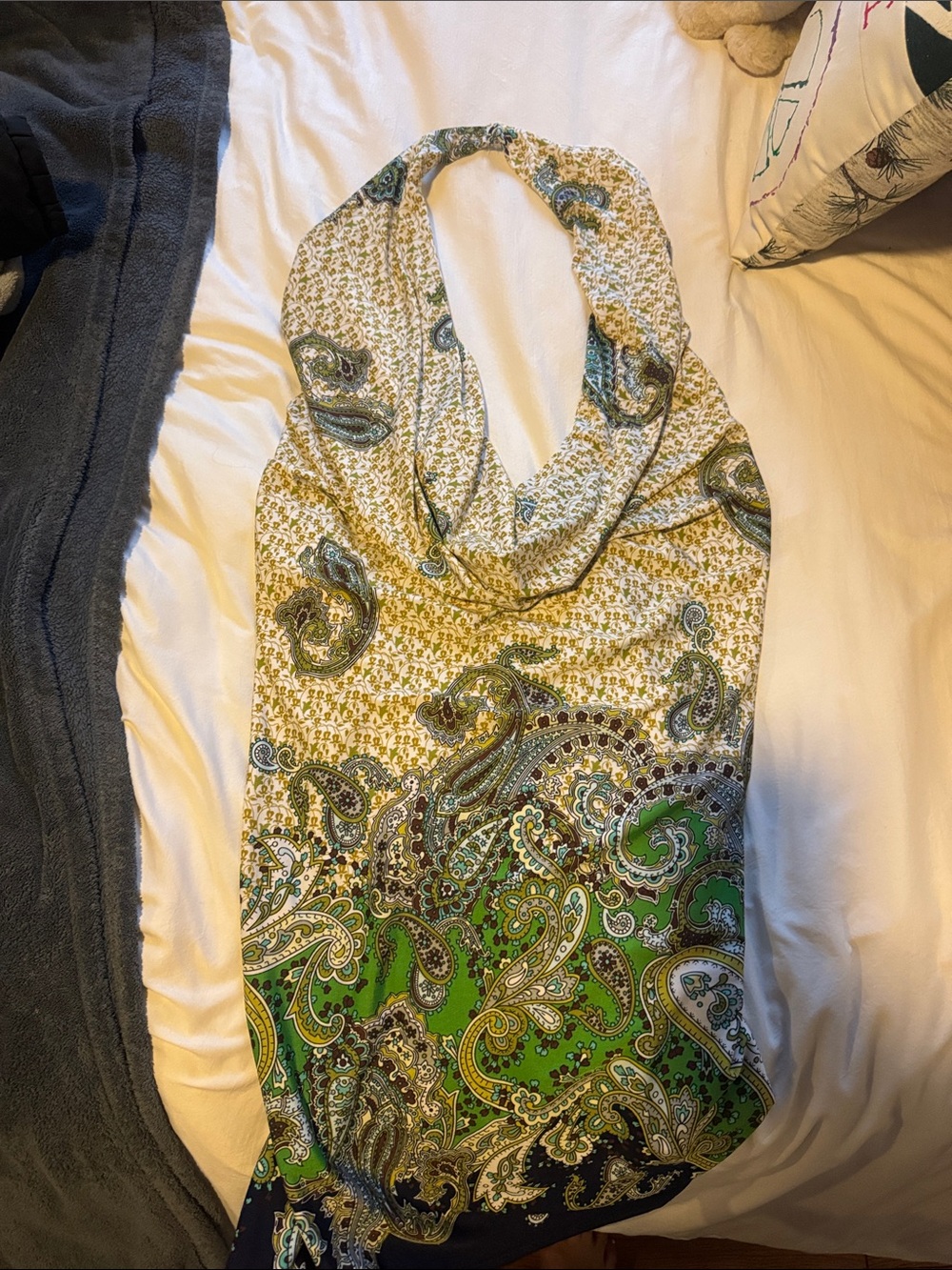 Rubber Ducky Productions, Inc. Green and Cream Paisley Halter